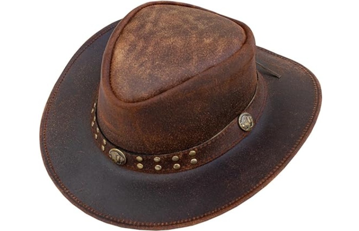 Brown Leather Cowboy Western Hat for Men and Woman